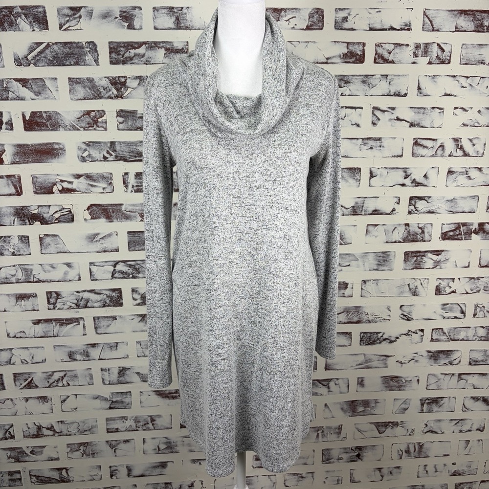 Nine Britton Women's Size M Gray Cowl Neck Soft Knit Sweater Dress Minimalist